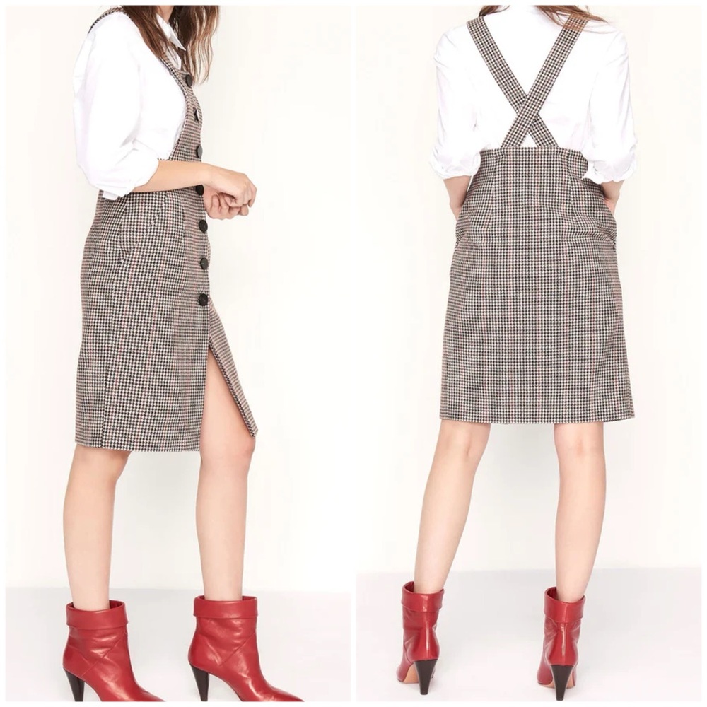 NWT ba&sh Houndstooth Pencil Skirt with Black Buttons